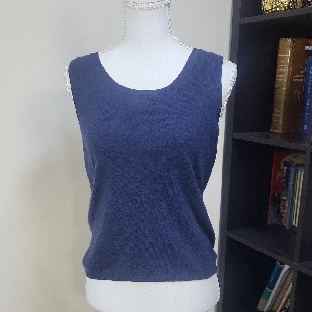 KINROSS Blue 100% Cashmere Knit Tank Top Or Wear as a Vest